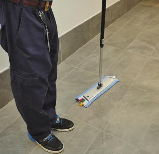 Start from the farthest corner and work towards the door. Overlap each stroke. Avoid splashing walls, baseboards or furniture. Turn mop over every 5 6 strokes (or sooner) as needed.
