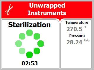 3. STERILIZATION PROGRAMS Program Icon Name Temp Sterilizatio n time (minutes) Dry time (minutes) 1 Unwrapped Instruments 134 C (270 F ) 4 1 (default) Range: 1-99 2 Wrapped Instruments, 134 C (270 F