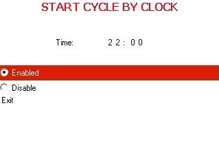Enabling the Start Cycle By Clock 1. Select the cycle to be scheduled from the Main Screen before enabling this option. 2.