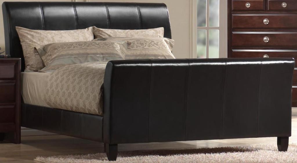 9095 Scene Bed The 9095 Scene Bed bonded leather bed features beautifully crafted bonded leather upholstery over the elegant shape of the solid wood construction in the frame of the headboard,