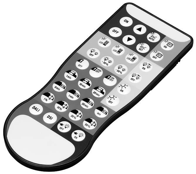 Optional infra-red remote control Switching on and off (On/Off button) Dimming (Up/Down button)