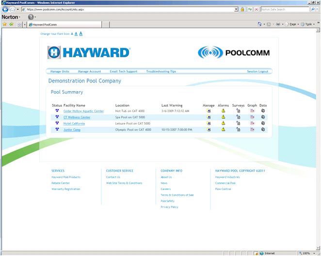 Using The POOLCOMM Website Browse to www.poolcomm.com. At the Login screen type your username and password, then click on Login.
