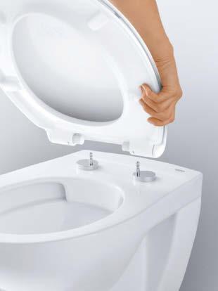 Available for all toilets of all three lines QUICK RELEASE SEAT EASY REMOVAL FOR EASY CLEANING GROHE quick release seats come equipped with a special