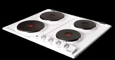 zone Simmer control at low temperatures Built-in timer up to 99 minutes per zone Safety cut-off on all four heat zones Easy to clean ceramic shatterproof safety glass LEHS60 60cm ELECTRIC COOKTOP Two