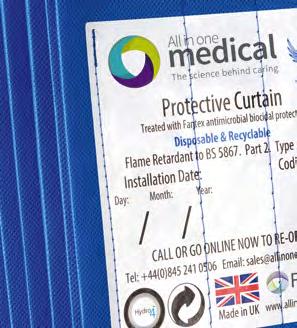 ALL IN ONE MEDICAL: DISPOSABLE PRIVACY PROTECTIVE CURTAINS Made from non-woven polypropylene and treated with Fantex antimicrobial biomimetic polymer All In One Medical Disposable Privacy