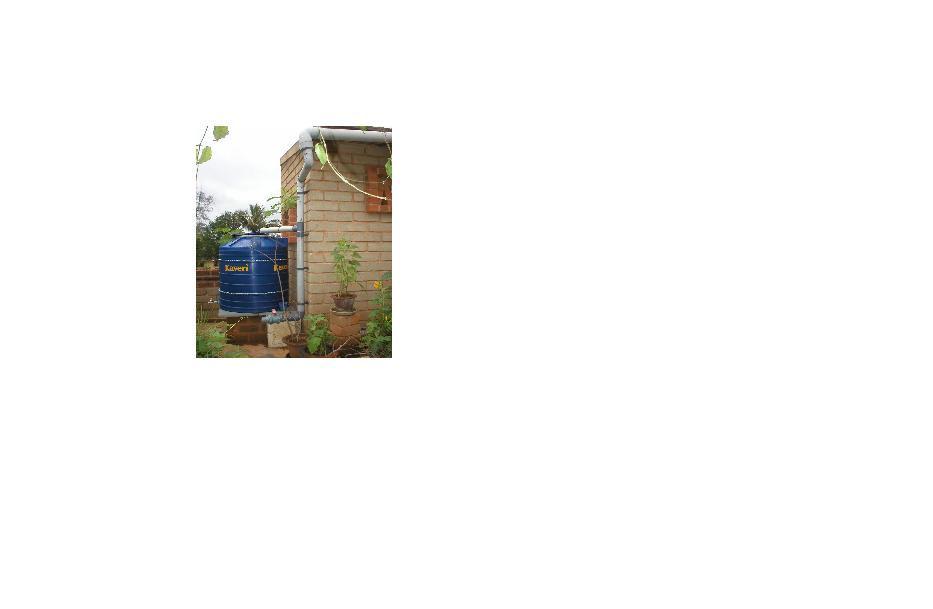 Figure 1: A rainwater harvesting system can be as simple as a rain barrel or a masonry tank collecting rain from the roof More and more people now want rainwater harvesting in places they occupy.