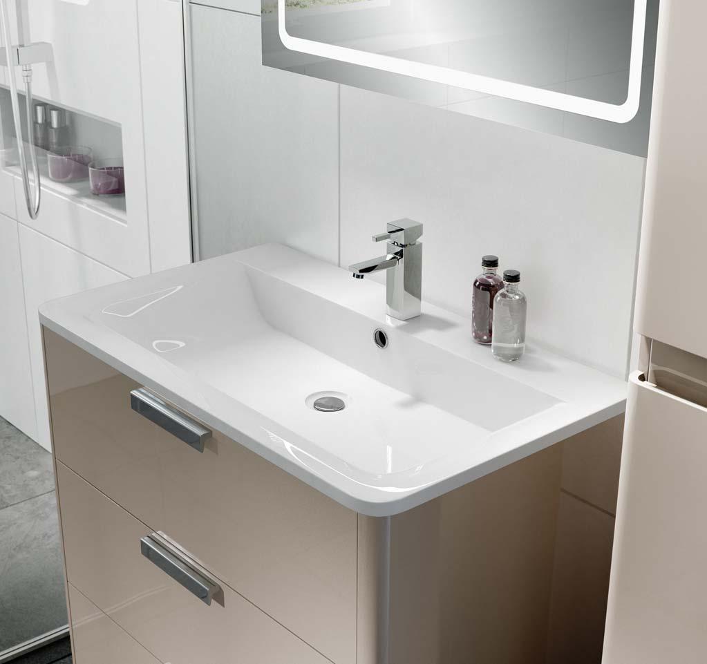 SOFT CURVED CORNERS 80cm Wide KURVE MIneral Marble Basin with Brooke Basin Mixer Tap.