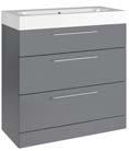 6cm 80cm Floor Standing Units include three drawers and chrome