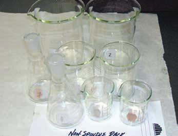 The laboratory tested the glassware to EPA Methods 200.7, 524.2, 525.1 and 8270. Test results showed low levels, at or near the detection limits, of metals remaining in the samples.