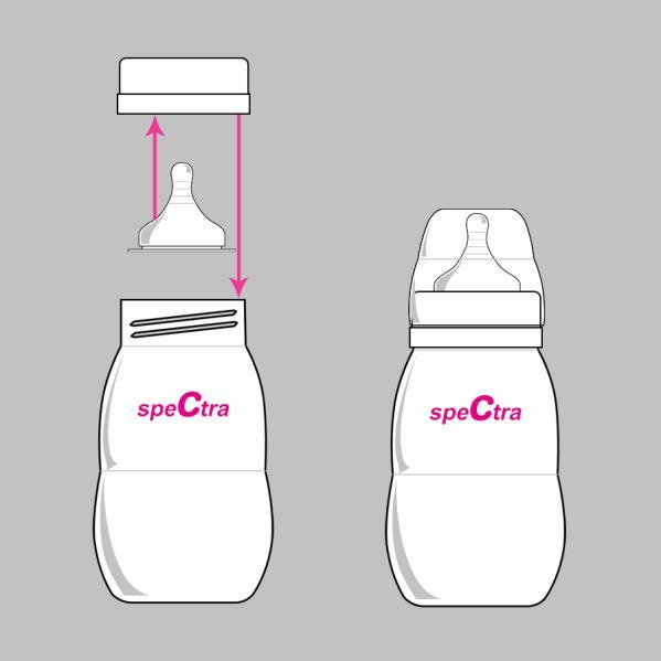 Bottle Assembly The following instructions describe how to prepare the Spectra bottles for feeding: 1. First wash your hands in warm soapy water before touching parts that come in contact with milk.