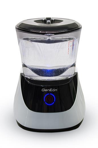 Creating GenEon Disinfecting Solution Using Liquid Pack 1. Fill pitcher to the 2 liter mark using Tap-Water I. Place the pitcher on a counter top to confirm that the water line is at the 2 liter mark.