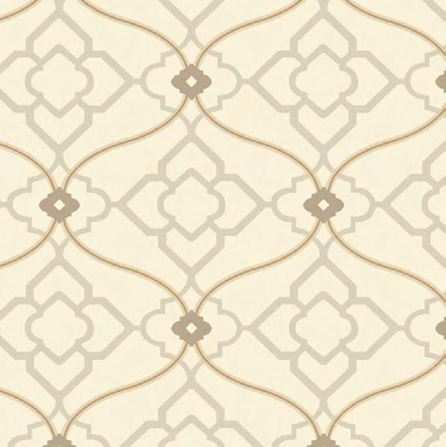 The texture is fine with an organic aura. There is but one color way; a neutral combination of beige, light taupe, and gold.