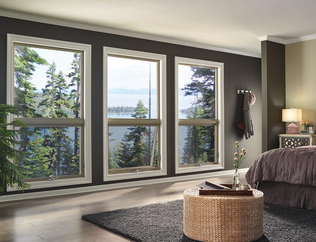 Ultra Series Picture-over-Awning windows shown in Harmony interior color milgard.com Connect with Milgard: milgard.