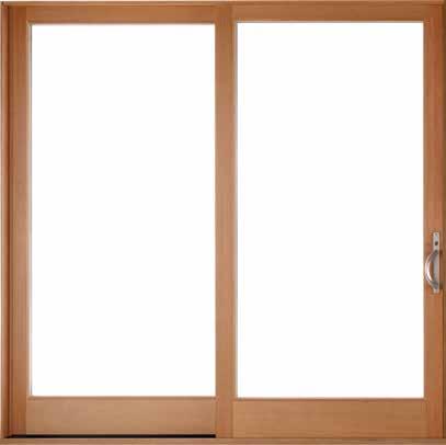 Series sliding patio door is built with natural wood and a