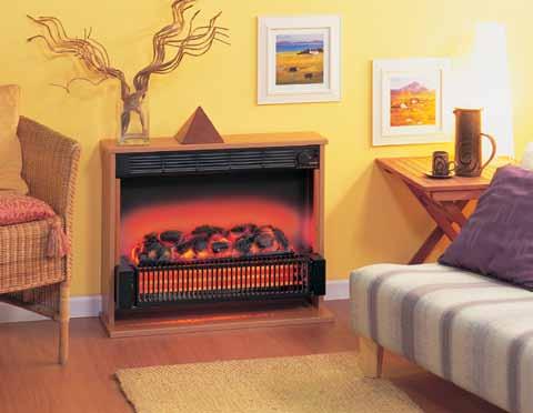 Attractive cherry finish surround. 2kW of radiant heat. Flickering flame coal effect.