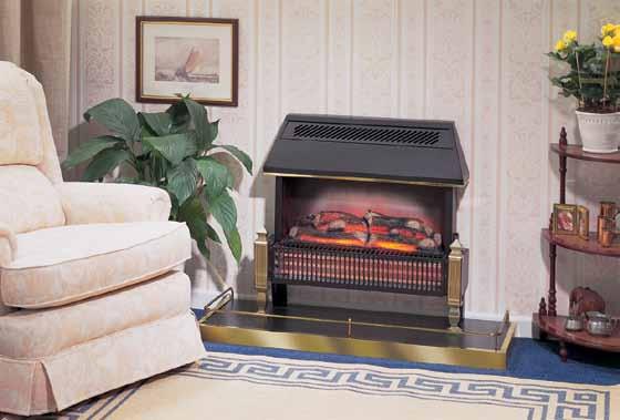 fuel effect fires the Lyndhurst features Stylish black canopy. Flickering flame log effect. 2kW of radiant heat. 0.7kW of thermostatically controlled convected heat.
