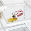 Top-freezer refrigerators Gallon door storage Door shelves hold gallon containers and six-packs in the fresh food compartment; in the freezer, they store larger frozen food containers.