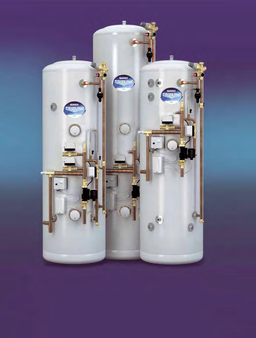 Range Tribune HE Pre-plumbed Unvented Indirect Standard and Solar Cylinders Tribune HE indirect standard and solar models are available in a highly popular plug-in, re-plumbed format - designed to