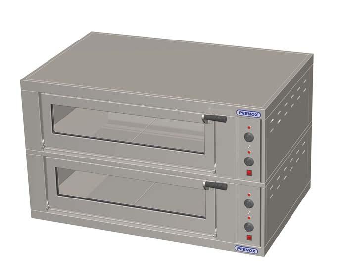 OVENS Prenox Flat Deck Pizza Oven Available in single and double deck confi gurations. Each deck has a single chamber with a single door. Large observation windows in each door.