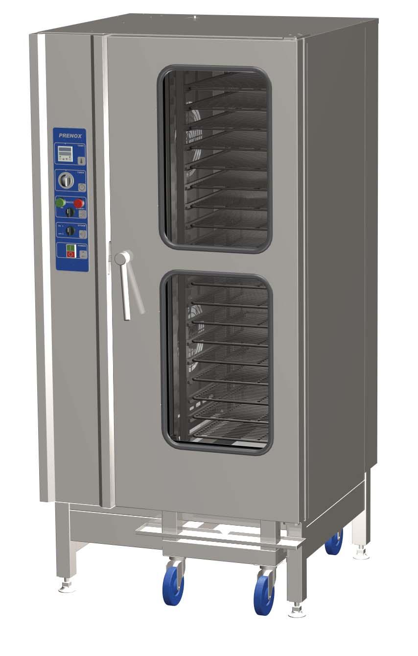 OVENS Prenox Convection Oven 20 Pan Vertical Designed with rounded corners and a drainage system to facilitate easy cleaning.