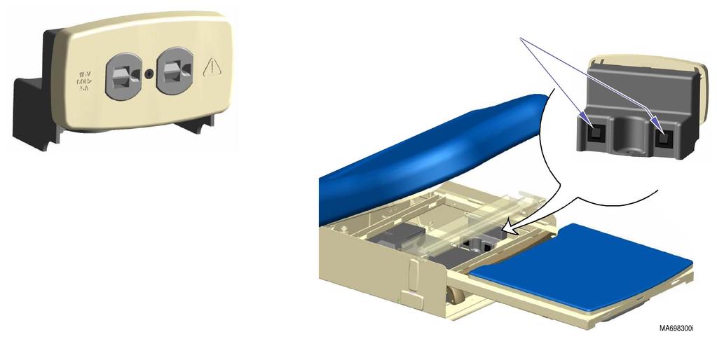 Troubleshooting Table Receptacle System - optional Table Receptacle Operation With the receptacle power cord properly connected, line voltage (115 VAC) is supplied directly to the two receptacle