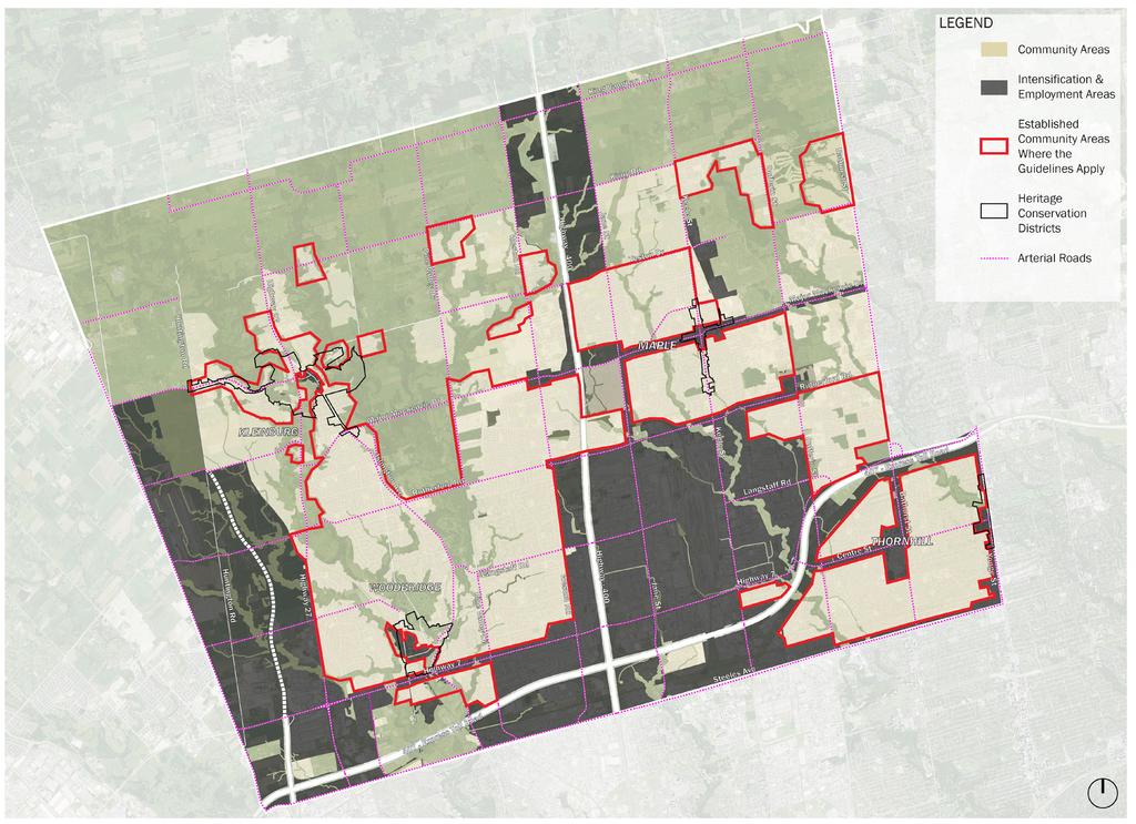Map 1 - Vaughan s Stable Community Areas In low-rise neighbourhoods within Vaughan s historic villages of Thornhill, Maple, Woodbridge and Kleinburg, these guidelines are meant to complement and not