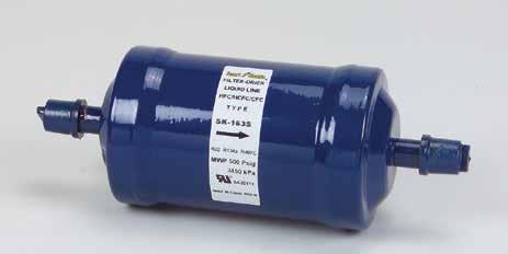 TOLL FREE: 1-866-591-9898 65 SK LIQUID LINE FILTER DRIER Solid core Prevents refrigeration system from being polluted Epoxy paint High moisture and acid removal capability Copper ends PART NO.
