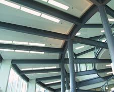 Lighting, sprinklers and grilles can be integrated into the panel construction, saving ceiling space and improving