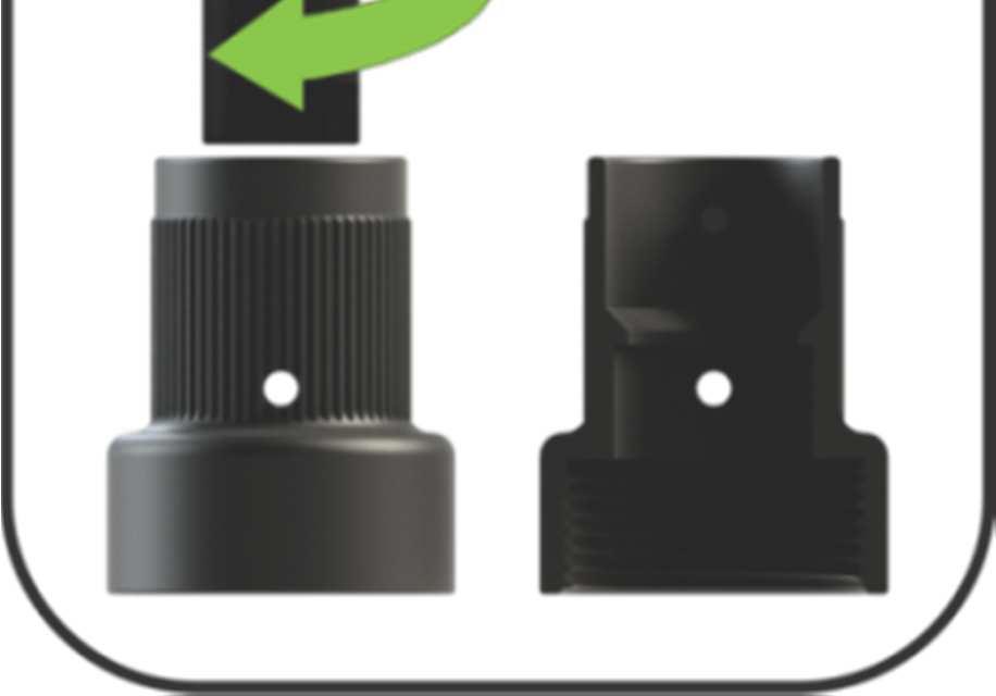 Affix the LUMI-Loc connector into the gland nut by inserting the connector into the nut and turning the connector approximately ¼ turn to lock the