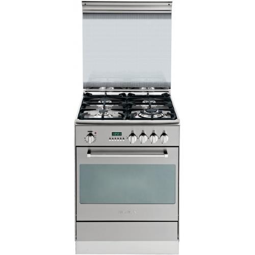 4 Burner ELBA Stainless Steel Stove with Electric Oven Stainless Steel Cook Top 4 Gas Burners Enameled Cast Iron Pan Support Electric Ignition Safety Devices on all Burners Electric Multifunction