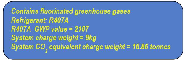 Tonnes CO 2 Equivalent The use of fluorinated greenhouse gases with a GWP> 2500 to service or maintain refrigeration equipment with a charge size of 40 tonnes of CO2 equivalent or more shall be
