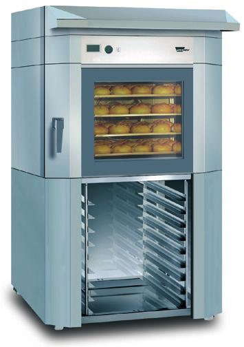 compact baking oven Two speed, self reversing fan Modular flexibility Safety door latch Proofer Computer controls Dimensions: 37 W x 35 D x 29 H Net