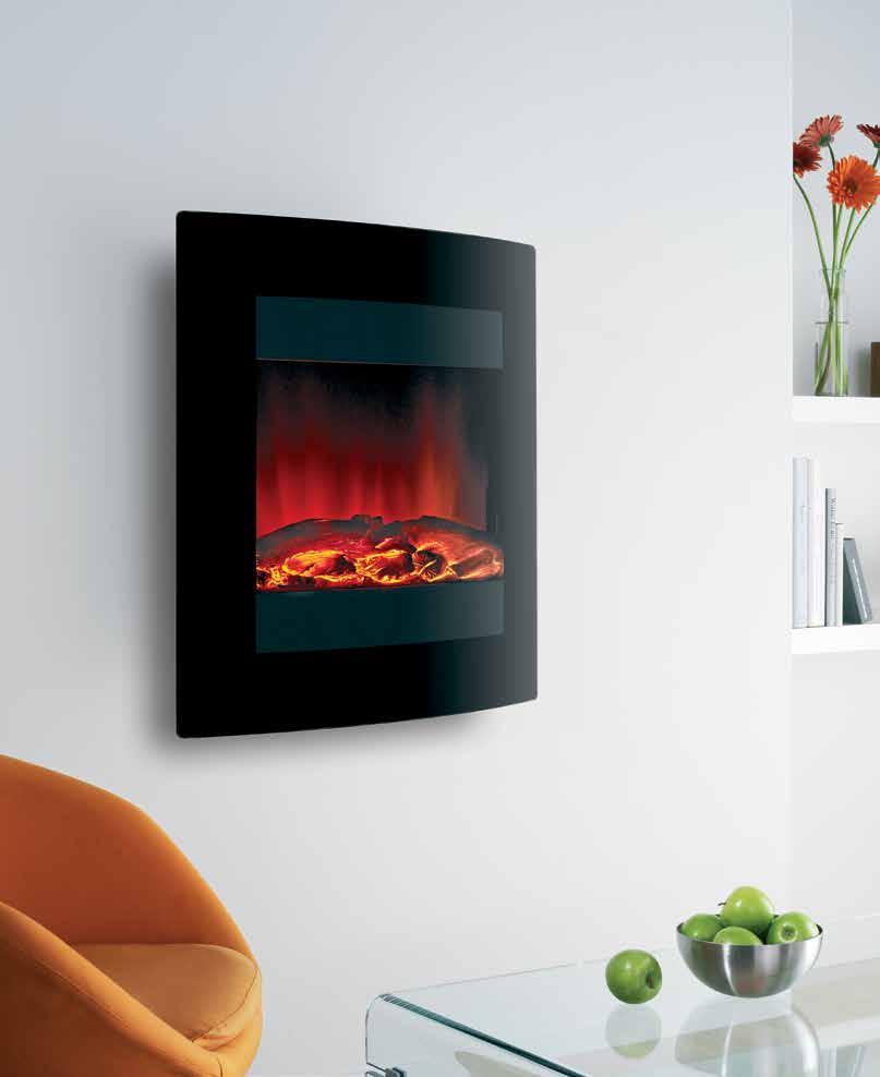 16. Wall mounted electric fires eko 1011 Model Shown: eko 1011 shown with curved black glass fascia eko 1011 Compact yet refined, this clever electric fire delivers style and performance to your