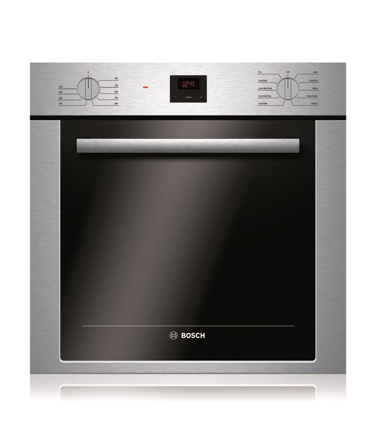 Bosch 24 Wall Oven Genuine European convection for even baking results on multiple levels 10 cooking modes, including special modes like Frozen Food or Pie mode Flexible broiling with two levels of