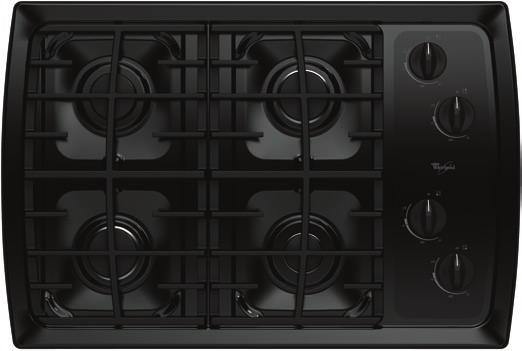 Available in Black-on-Black and Stainless Steel Whirlpool 30 in. Gas Cooktop SCS3017R 30 in.