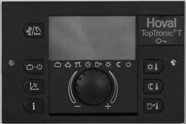 6. Heating system control 4 205 534 / 00 Key Designation Function 9 Display The basic display shows the day of the week, date and time of the day, as well as the room temperature.
