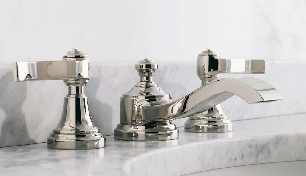 FINISHES campaign Contemporary bath hardware collection Polished chrome Polished nickel Swirled knobs modeled after vintage English library racks inspired our Campaign collection.
