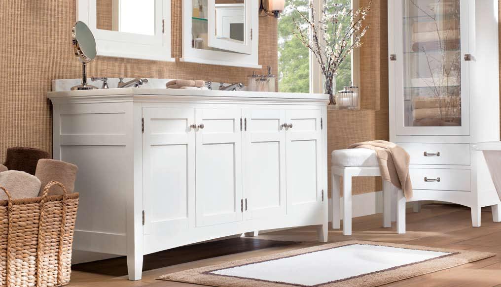 FINISHES TOPS CARTWRIGHT transitional Bath FURNITURE collection Solid birch frames in espresso or white.