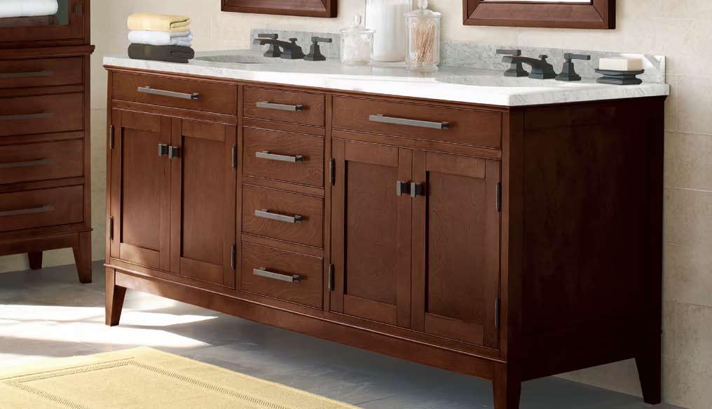 FINISHES TOPS turner transitional Bath FURNITURE collection Solid birch frames in espresso or white. rectangular or oval basins.