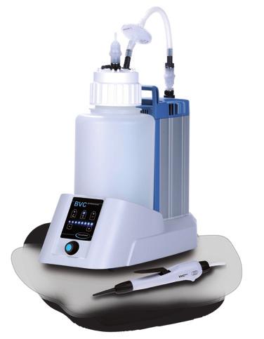 165 + with all the advantages of the BVC control + non-contact sensor for electronic monitoring of the liquid level in the collection bottle + disinfection routine for the suction tubing for drawing