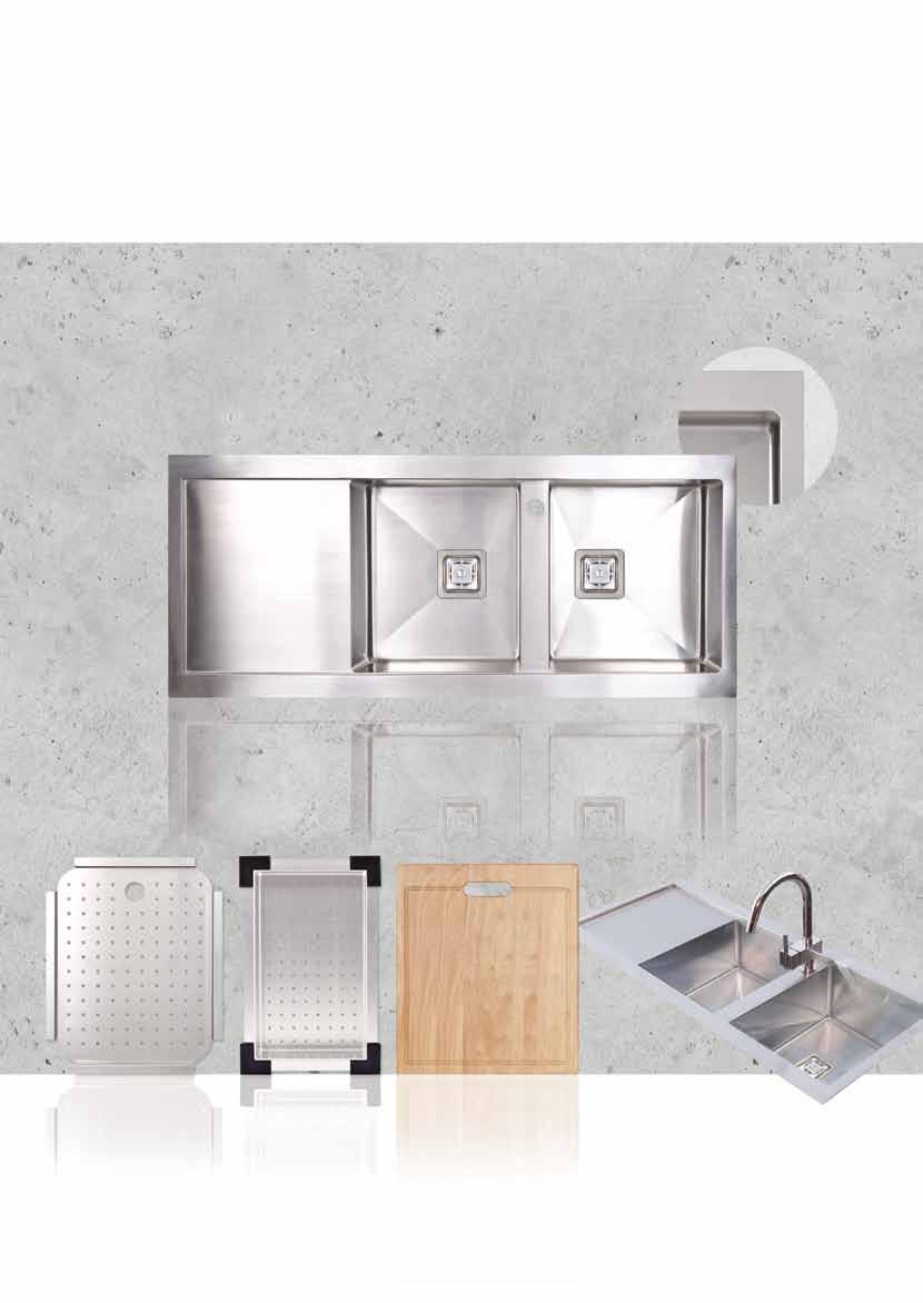 stainless steel sinks tetra pro hand crafted abovemount or undermount* perfectly square outer corners sharp, minimalist design features generous sized drainer gently sloping 1.