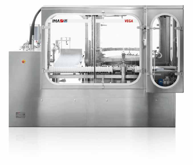 VEGA SERIES IMA Life s continuous motion rotary washing machines in the Vega series are designed for washing vials, bottles, ampoules and unstable cylinder-shaped containers.