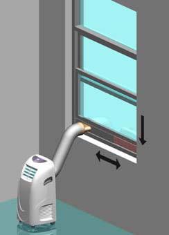 Correct Installation Incorrect Installation Install Window Frame Adapter 3. Slide the two parts of the window frame adapter together to form one piece. 4. Open window and insert window frame adapter.