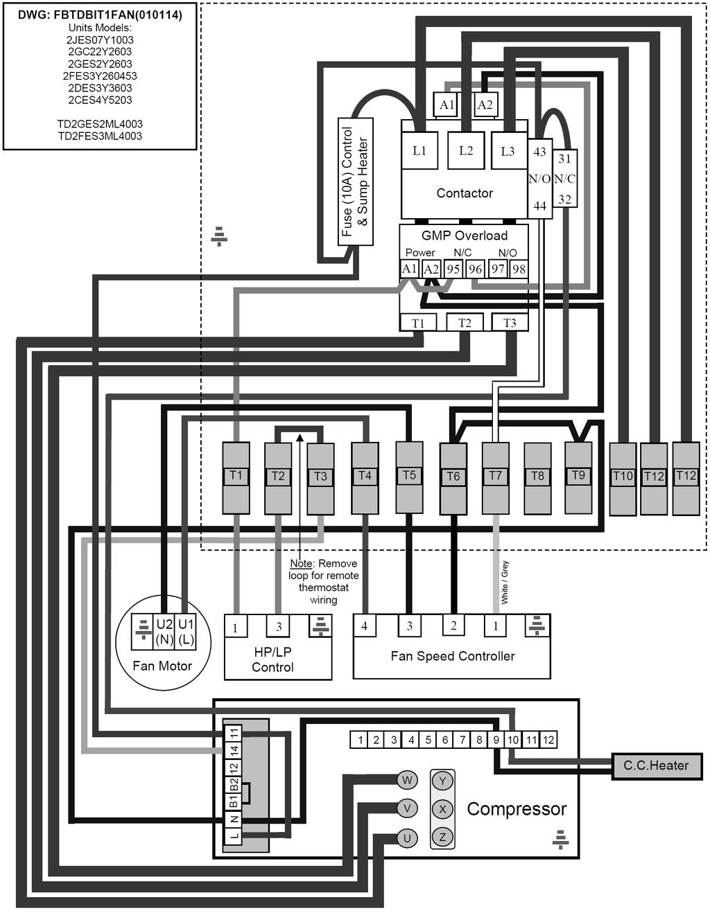 Semi-Hermetic Flat Base Unit Wiring Diagrams