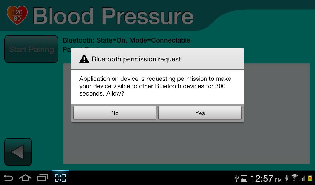 Pairing the Blood Pressure Unit If a window appears asking for your permission to