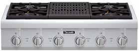 PCG364NL 36-INCH GAS RANGETOP WITH GRILL PROFESSIONAL SERIES, PORCELAIN COOKTOP SURFACE FEATURES & BENEFITS - Patented Pedestal Star Burner with QuickClean Base designed for easy surface cleaning and