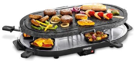 Healthy, Low-fat Option Combination of raclette and stonegrill Plate size - 48 x 28 cm Suitable for 8
