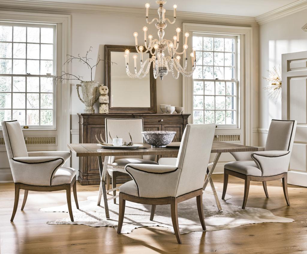 Melody Dining Leather Chair 1670-823L 24w x 27 3/4d x 40h Marcella Dining Chair 1670-825 25w x 29d x 44h Page left Minerva Dining Table 1670-815/814 84w x 44d x