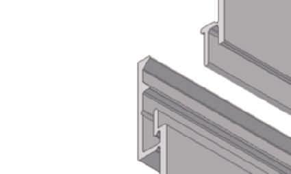 This special shape also accommodates rivets. Compression Union Simple installation; insert & pivot to lock cornice extrusions in place.