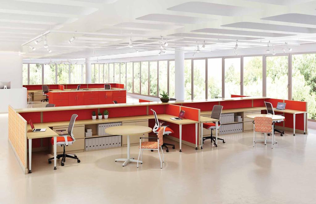 teaming Shared office spaces need heads down, focused work areas, walls of storage and common